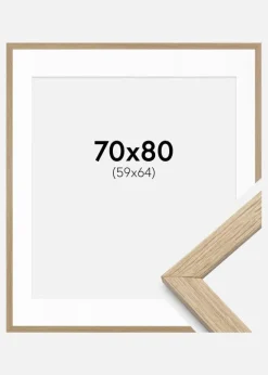 Ramme Stilren Eg 70x80 cm - Passepartout Hvid 60x65 cm