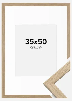 Ramme Stilren Eg 35x50 cm - Passepartout Hvid 24x30 cm