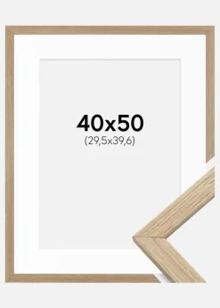 Ramme Stilren Eg 40x50 cm - Passepartout Hvid 12x16 inches