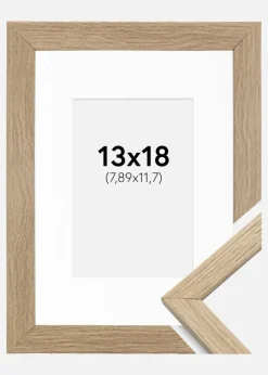 Ramme Stilren Eg 13x18 cm - Passepartout Hvid 3,5x5 inches