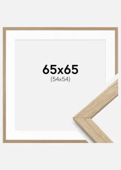 Ramme Stilren Eg 65x65 cm - Passepartout Hvid 55x55 cm