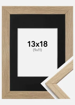 Ramme Stilren Eg 13x18 cm - Passepartout Sort 10x12 cm