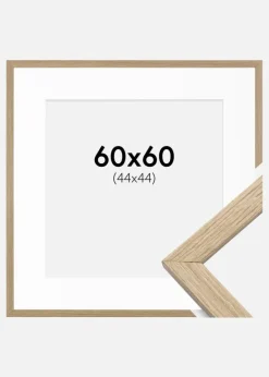 Ramme Stilren Eg 60x60 cm - Passepartout Hvid 45x45 cm