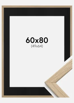 Ramme Stilren Eg 60x80 cm - Passepartout Sort 50x65 cm
