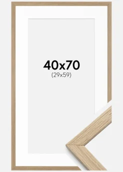 Ramme Stilren Eg 40x70 cm - Passepartout Hvid 30x60 cm