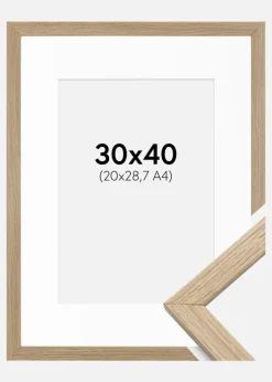 Ramme Stilren Eg 30x40 cm - Passepartout Hvid 21x29,7 cm