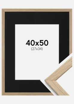 Ramme Stilren Eg 40x50 cm - Passepartout Sort 28x35 cm