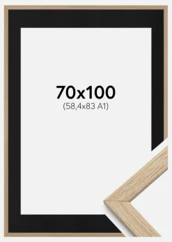 Ramme Stilren Eg 70x100 cm - Passepartout Sort 59,4x84 cm