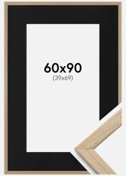 Ramme Stilren Eg 60x90 cm - Passepartout Sort 40x70 cm