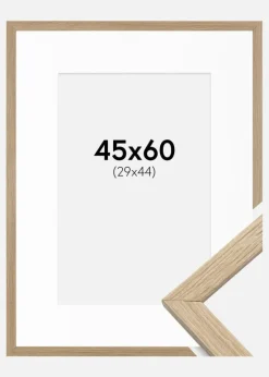 Ramme Stilren Eg 45x60 cm - Passepartout Hvid 30x45 cm