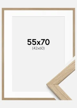 Ramme Stilren Eg 55x70 cm - Passepartout Hvid 43x61 cm