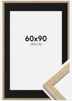 Ramme Stilren Eg 60x90 cm - Passepartout Sort 50x75 cm