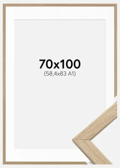 Ramme Stilren Eg 70x100 cm - Passepartout Hvid 59,4x84 cm