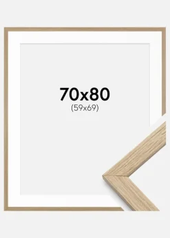 Ramme Stilren Eg 70x80 cm - Passepartout Hvid 60x70 cm