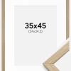 Ramme Stilren Eg 35x45 cm - Passepartout Hvid B4 250x353 mm