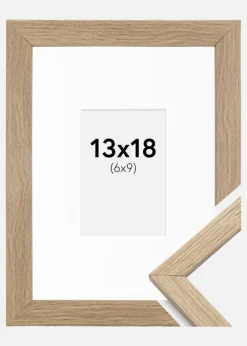 Ramme Stilren Eg 13x18 cm - Passepartout Hvid 7x10 cm