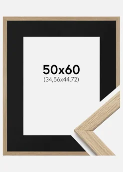 Ramme Stilren Eg 50x60 cm - Passepartout Sort 14x18 inches