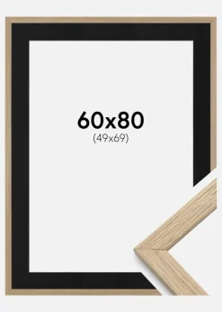 Ramme Stilren Eg 60x80 cm - Passepartout Sort 50x70 cm