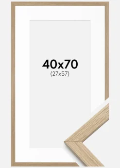 Ramme Stilren Eg 40x70 cm - Passepartout Hvid 28x58 cm