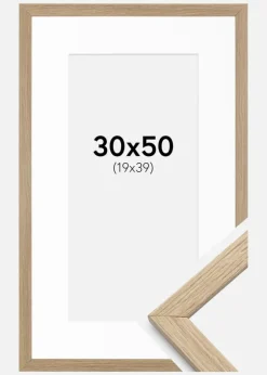 Ramme Stilren Eg 30x50 cm - Passepartout Hvid 20x40 cm