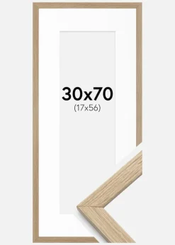 Ramme Stilren Eg 30x70 cm - Passepartout Hvid 18x57 cm