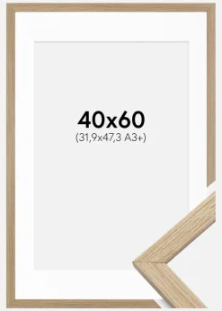 Ramme Stilren Eg 40x60 cm - Passepartout Hvid 32,9x48,3 cm