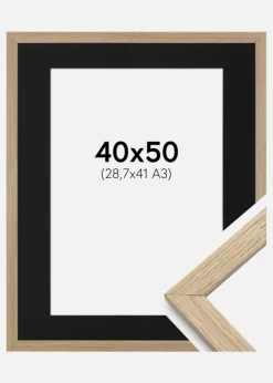 Ramme Stilren Eg 40x50 cm - Passepartout Sort 29,7x42 cm