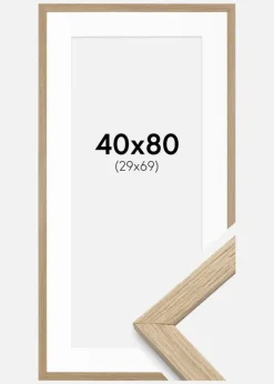 Ramme Stilren Eg 40x80 cm - Passepartout Hvid 30x70 cm