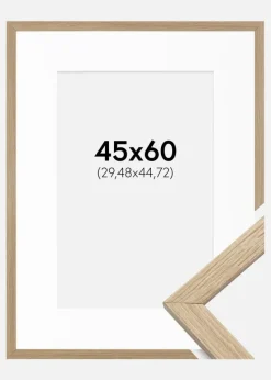 Ramme Stilren Eg 45x60 cm - Passepartout Hvid 12x18 inches