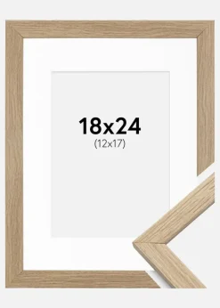 Ramme Stilren Eg 18x24 cm - Passepartout Hvid 13x18 cm
