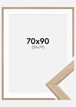 Ramme Stilren Eg 70x90 cm - Passepartout Hvid 60x80 cm