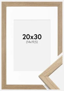 Ramme Stilren Eg 20x30 cm - Passepartout Hvid 15x21 cm