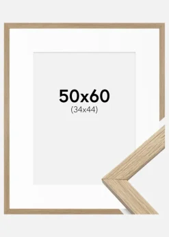 Ramme Stilren Eg 50x60 cm - Passepartout Hvid 35x45 cm