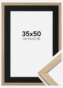 Ramme Stilren Eg 35x50 cm - Passepartout Sort 11x17 inches