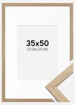 Ramme Stilren Eg 35x50 cm - Passepartout Hvid 9x12 inches