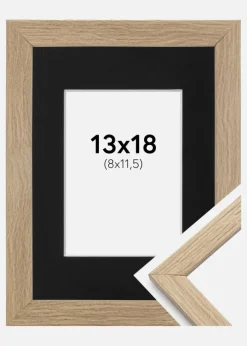 Ramme Stilren Eg 13x18 cm - Passepartout Sort 9x12 cm