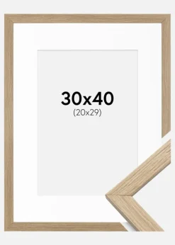 Ramme Stilren Eg 30x40 cm - Passepartout Hvid 21x30 cm