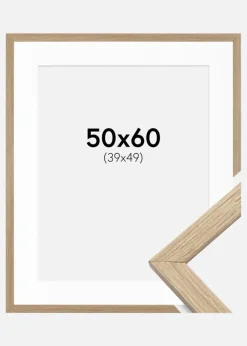 Ramme Stilren Eg 50x60 cm - Passepartout Hvid 40x50 cm