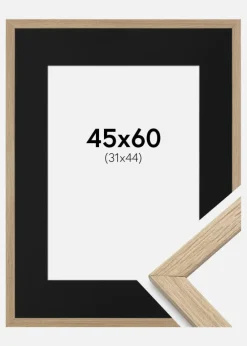 Ramme Stilren Eg 45x60 cm - Passepartout Sort 32x45 cm