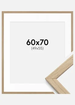 Ramme Stilren Eg 60x70 cm - Passepartout Hvid 50x56 cm