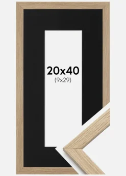 Ramme Stilren Eg 20x40 cm - Passepartout Sort 10x30 cm