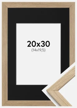 Ramme Stilren Eg 20x30 cm - Passepartout Sort 15x21 cm