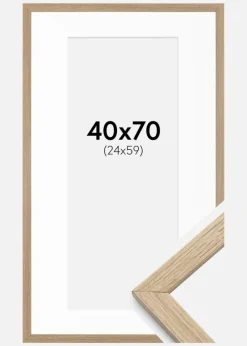 Ramme Stilren Eg 40x70 cm - Passepartout Hvid 25x60 cm