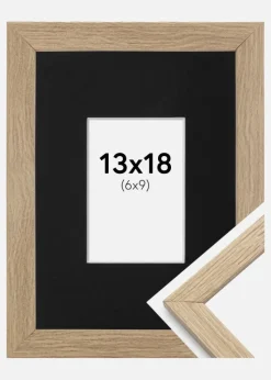 Ramme Stilren Eg 13x18 cm - Passepartout Sort 7x10 cm