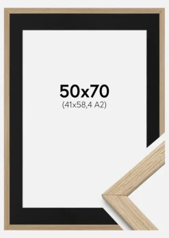 Ramme Stilren Eg 50x70 cm - Passepartout Sort 42x59,4 cm