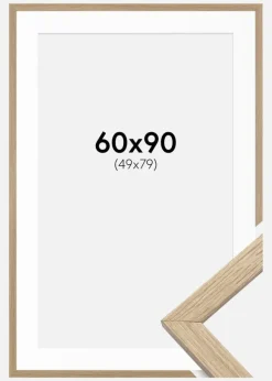 Ramme Stilren Eg 60x90 cm - Passepartout Hvid 50x80 cm