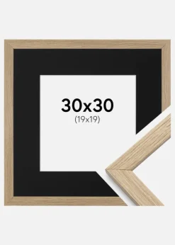 Ramme Stilren Eg 30x30 cm - Passepartout Sort 20x20 cm