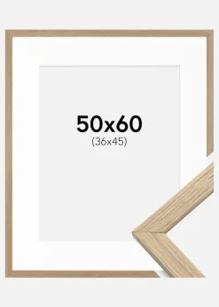 Ramme Stilren Eg 50x60 cm - Passepartout Hvid 37x46 cm