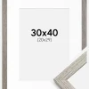 Ramme Stilren grå Eg 30x40 cm - Passepartout Hvid 21x30 cm