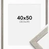 Ramme Stilren grå Eg 40x50 cm - Passepartout Hvid 31,5x40 cm